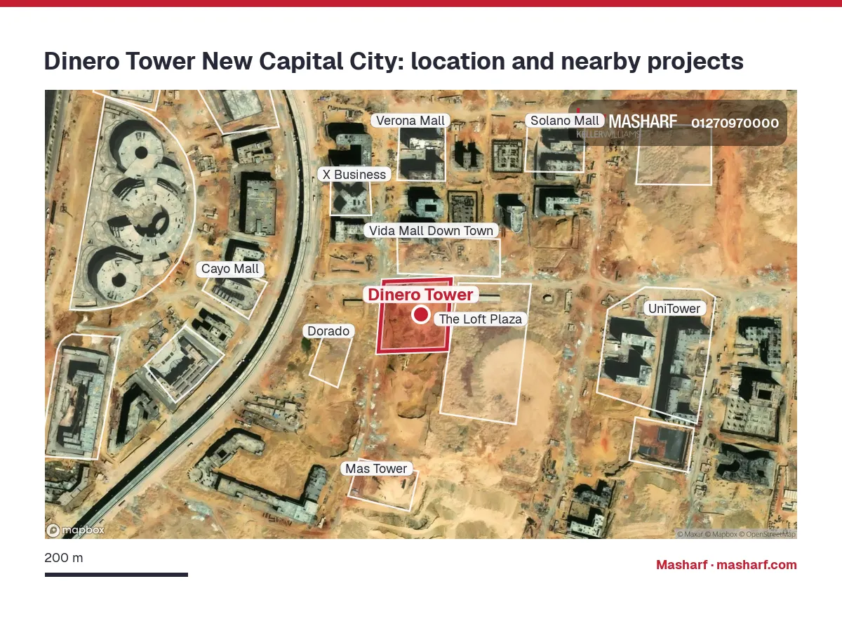 Where is Dinero Tower located?