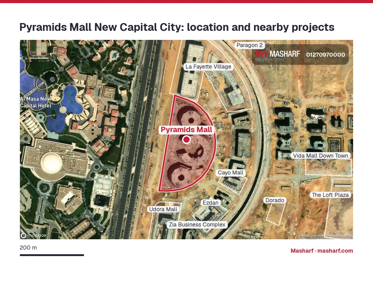 Where is Pyramids Mall located?