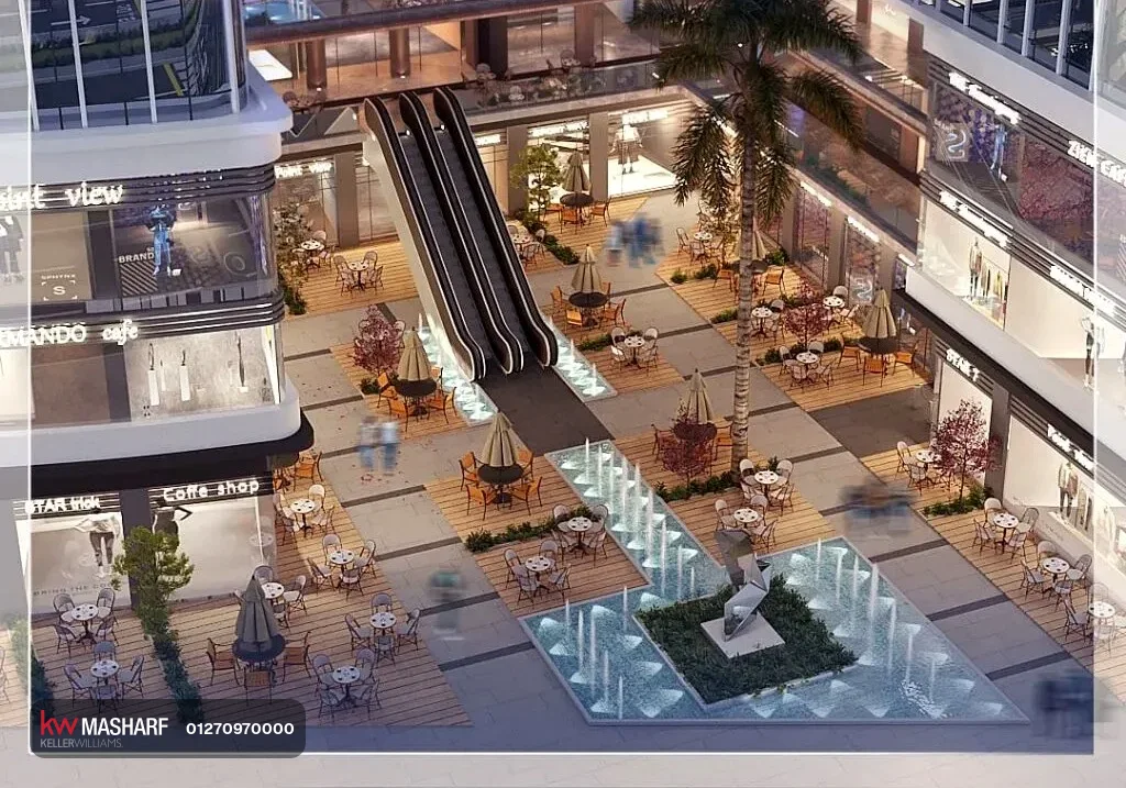 The central court and shops in Ryan Tower mall